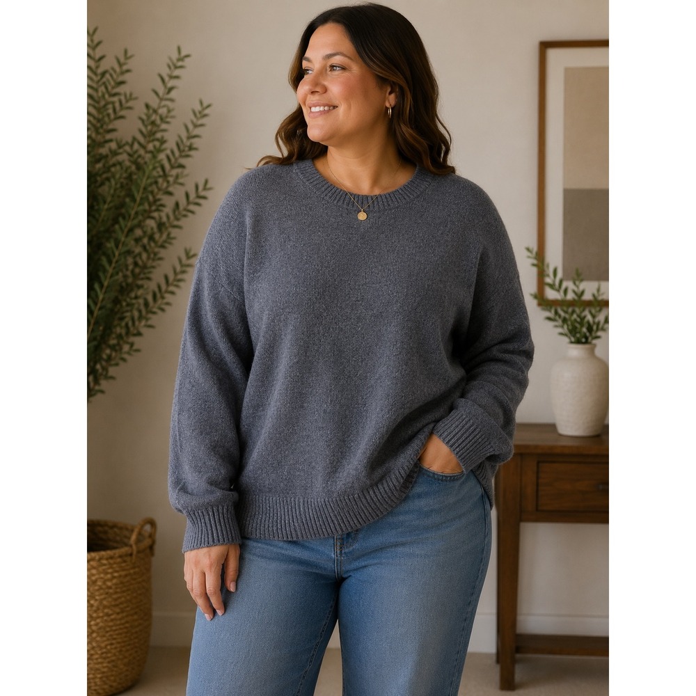 Princess Polly Grey Oversized Crew Neck Knit Sweater XS/S New With Tags